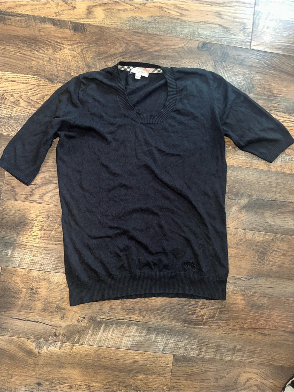 Burberry Black Short-Sleeve Crewneck Sweater size M